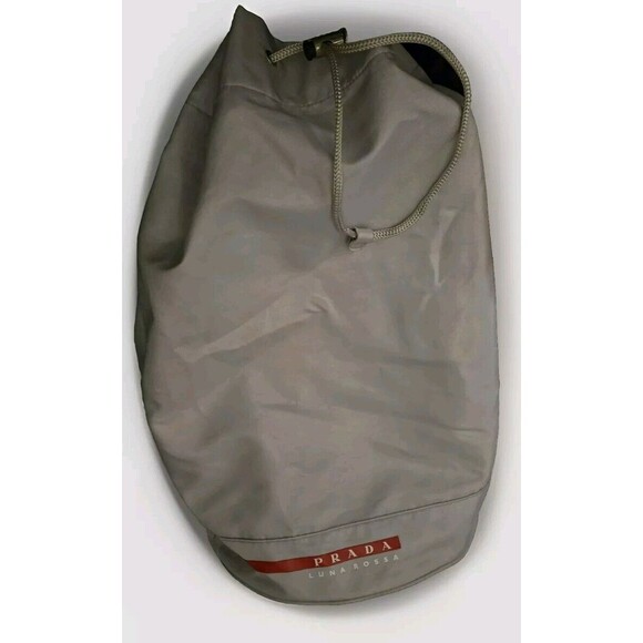 Prada Luna Rossa Gray Drawstring Bucket Duffle Bag Sling Crossbody Backpack Bag - Picture 3 of 6